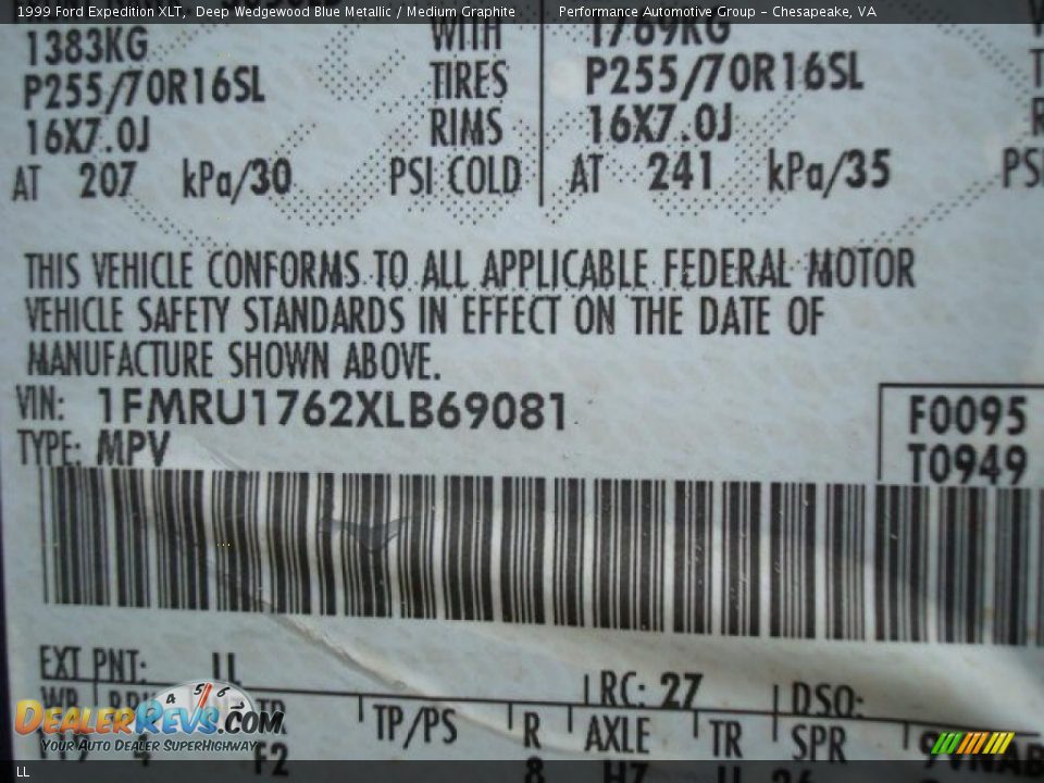 Ford Color Code LL Deep Wedgewood Blue Metallic