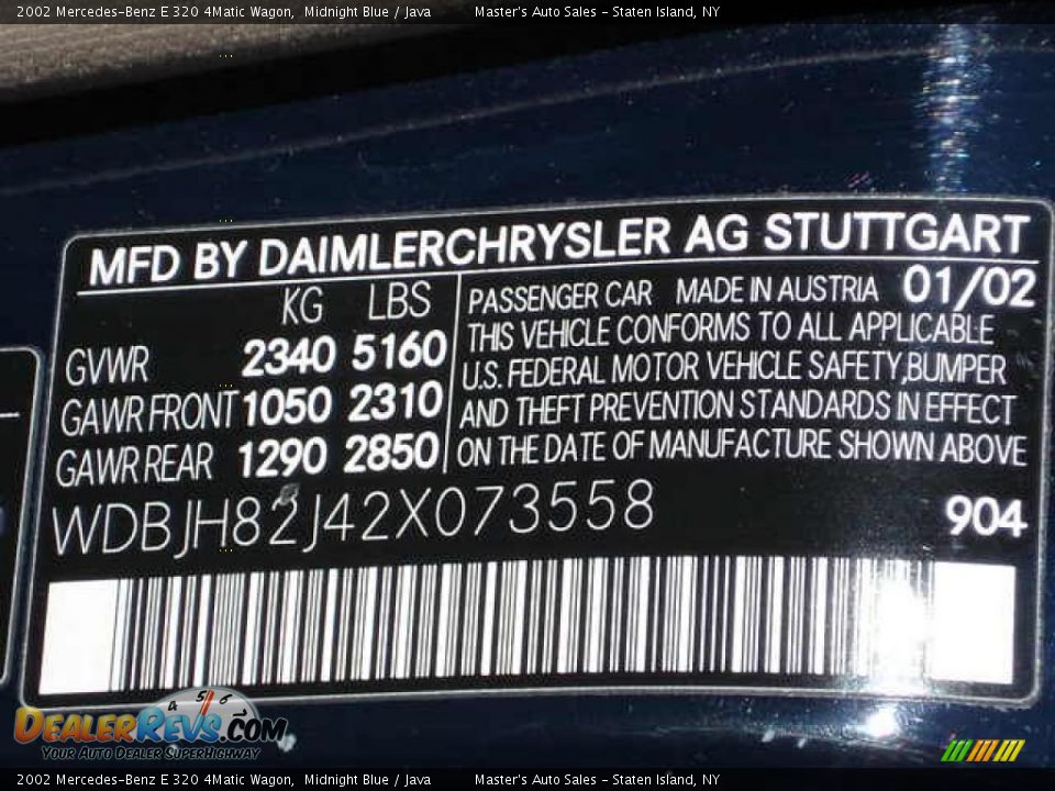 2002 Mercedes-Benz E 320 4Matic Wagon Midnight Blue / Java Photo #24