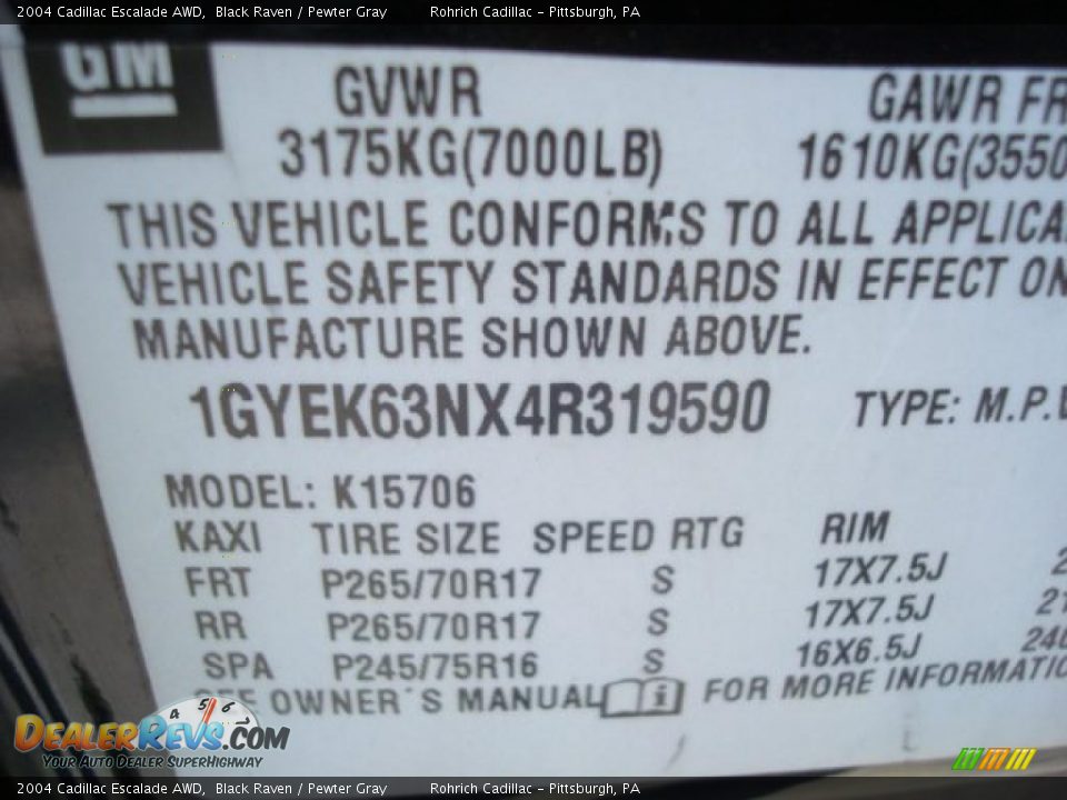 2004 Cadillac Escalade AWD Black Raven / Pewter Gray Photo #19