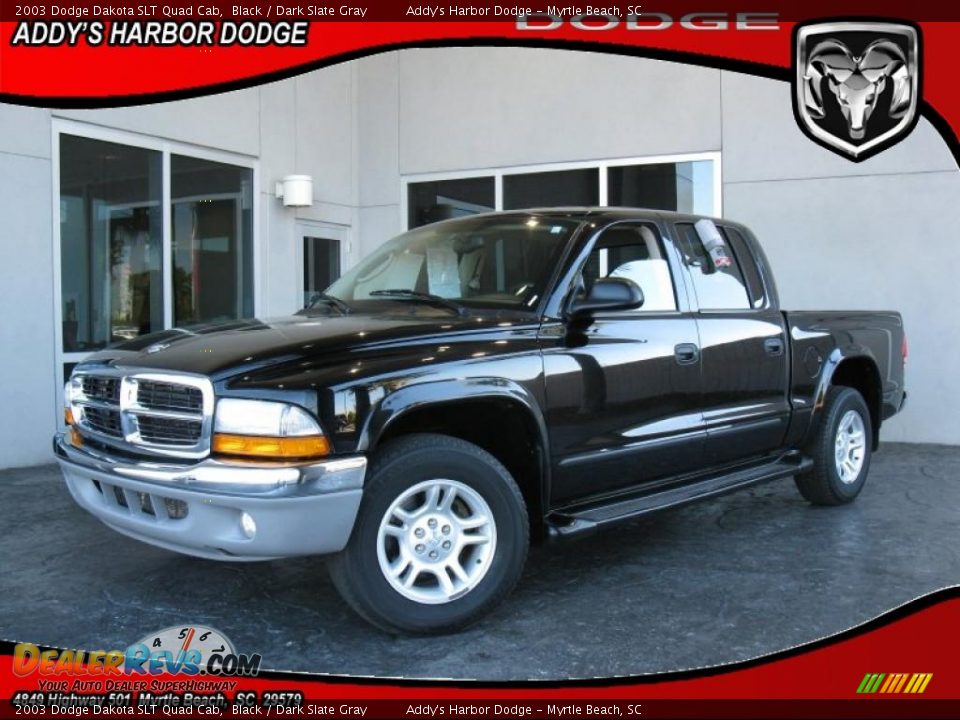 2003 Dodge Dakota SLT Quad Cab Black / Dark Slate Gray Photo #1