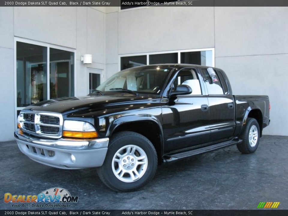 2003 Dodge Dakota SLT Quad Cab Black / Dark Slate Gray Photo #2