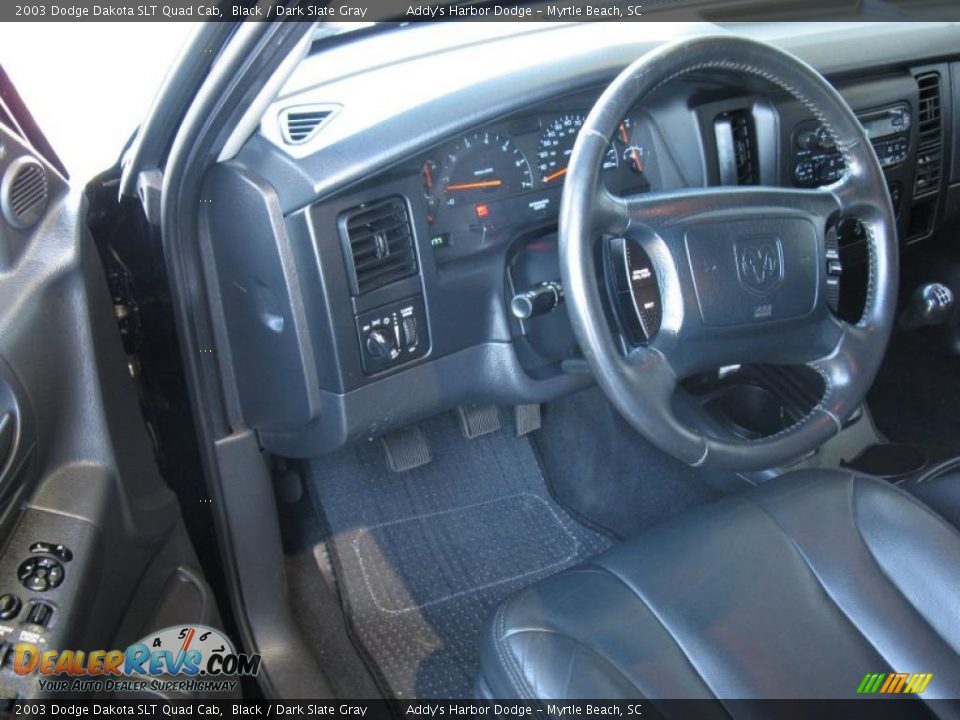 2003 Dodge Dakota SLT Quad Cab Black / Dark Slate Gray Photo #14