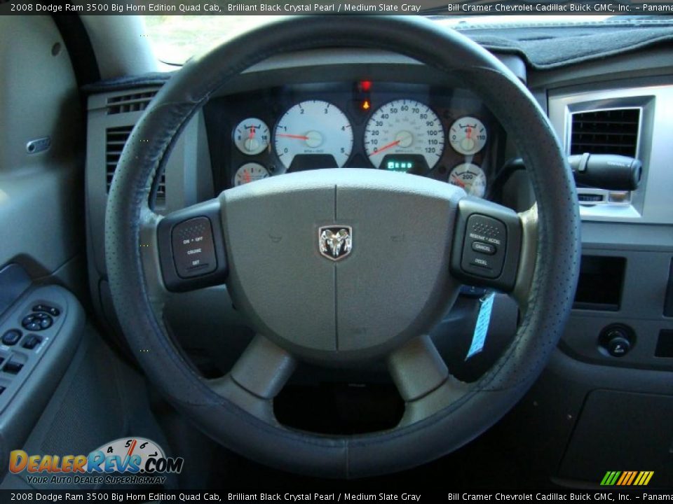 2008 Dodge Ram 3500 Big Horn Edition Quad Cab Brilliant Black Crystal Pearl / Medium Slate Gray Photo #6