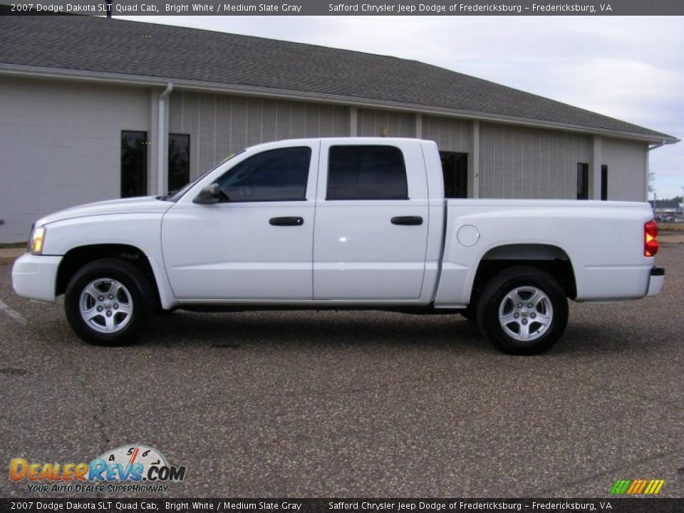 2007 Dodge Dakota SLT Quad Cab Bright White / Medium Slate Gray Photo #8