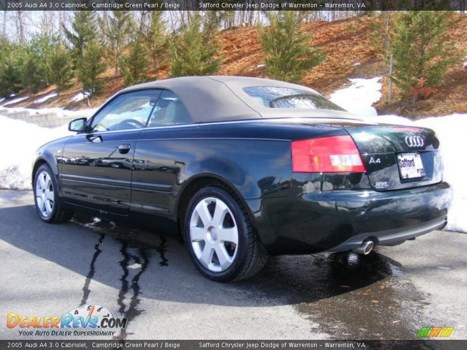 2005 Audi A4 3.0 Cabriolet Cambridge Green Pearl / Beige Photo #3