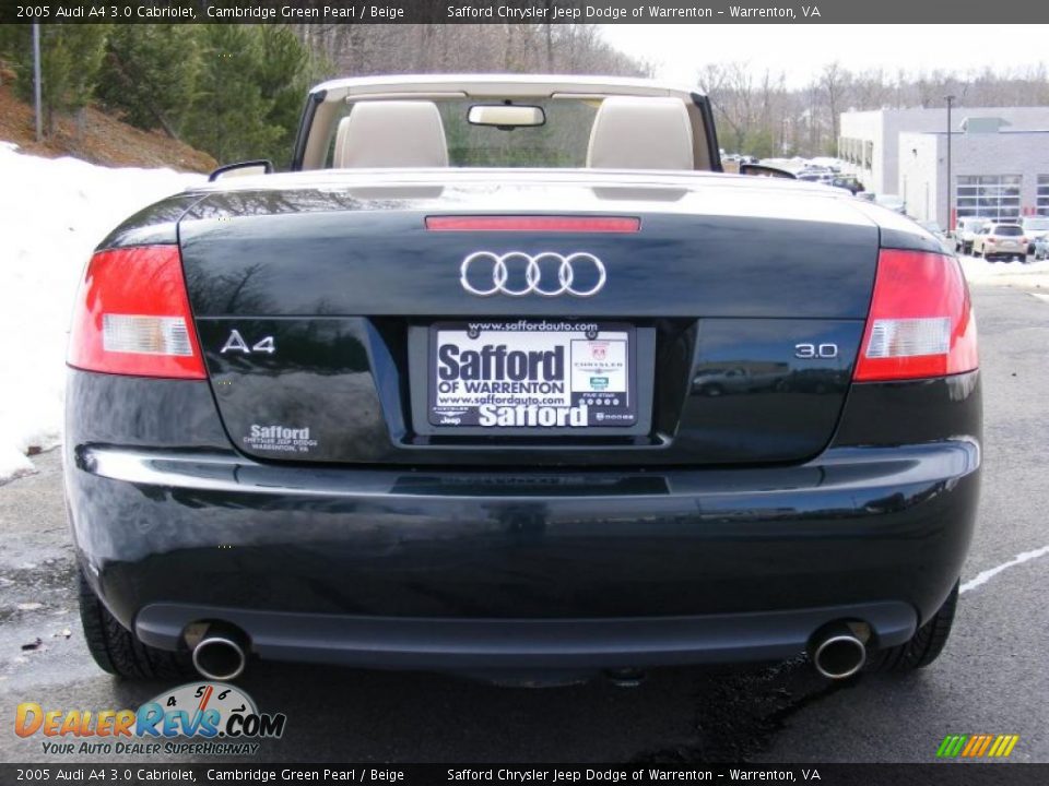 2005 Audi A4 3.0 Cabriolet Cambridge Green Pearl / Beige Photo #4