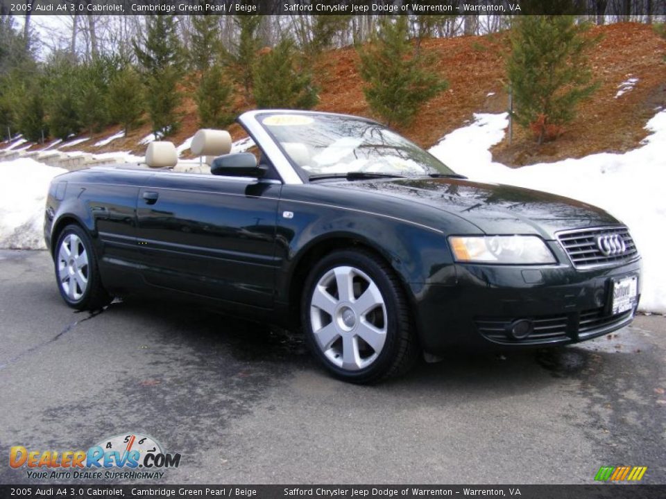 2005 Audi A4 3.0 Cabriolet Cambridge Green Pearl / Beige Photo #7