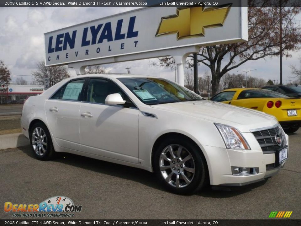 2008 Cadillac CTS 4 AWD Sedan White Diamond Tri-Coat / Cashmere/Cocoa Photo #1