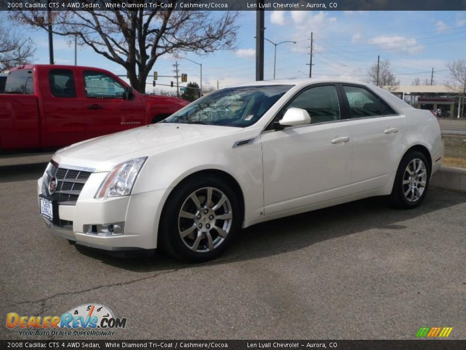 2008 Cadillac CTS 4 AWD Sedan White Diamond Tri-Coat / Cashmere/Cocoa Photo #3