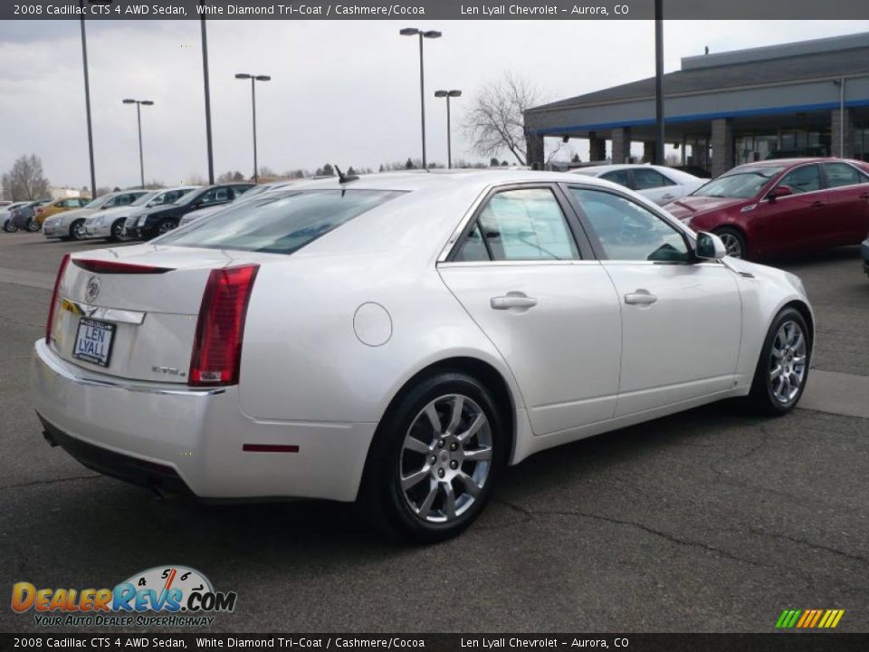 2008 Cadillac CTS 4 AWD Sedan White Diamond Tri-Coat / Cashmere/Cocoa Photo #6