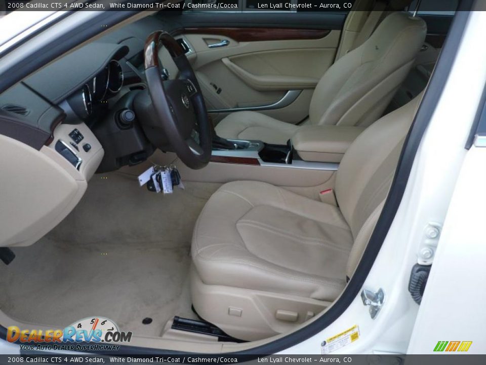 2008 Cadillac CTS 4 AWD Sedan White Diamond Tri-Coat / Cashmere/Cocoa Photo #10