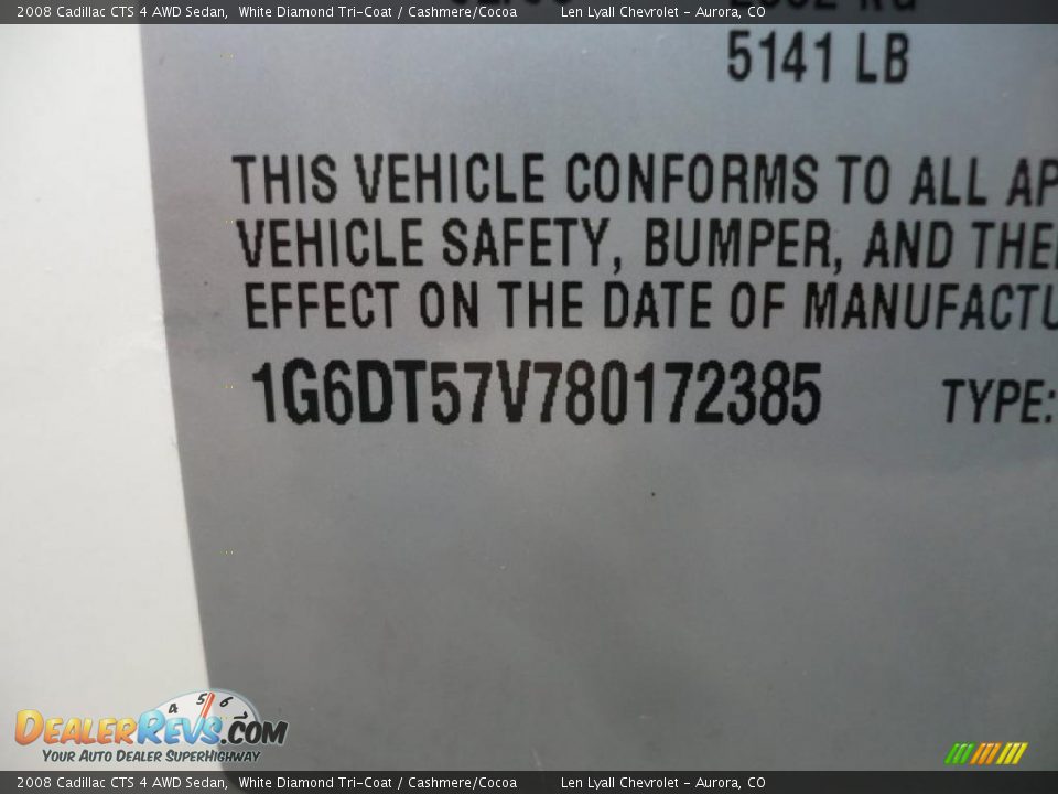 2008 Cadillac CTS 4 AWD Sedan White Diamond Tri-Coat / Cashmere/Cocoa Photo #34