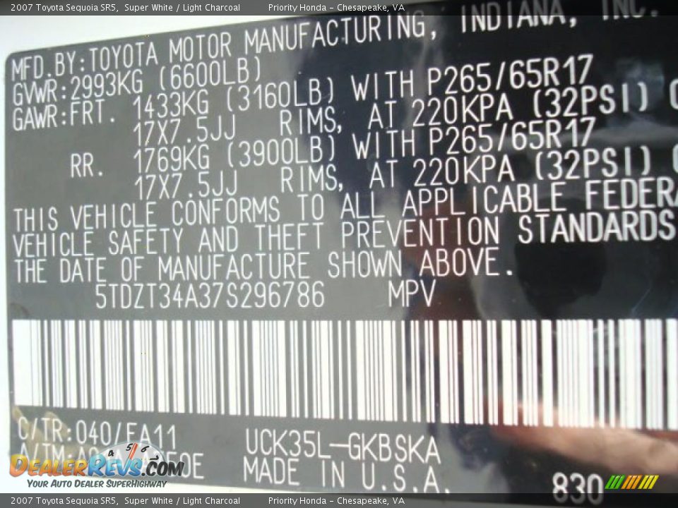 2007 Toyota Sequoia SR5 Super White / Light Charcoal Photo #31