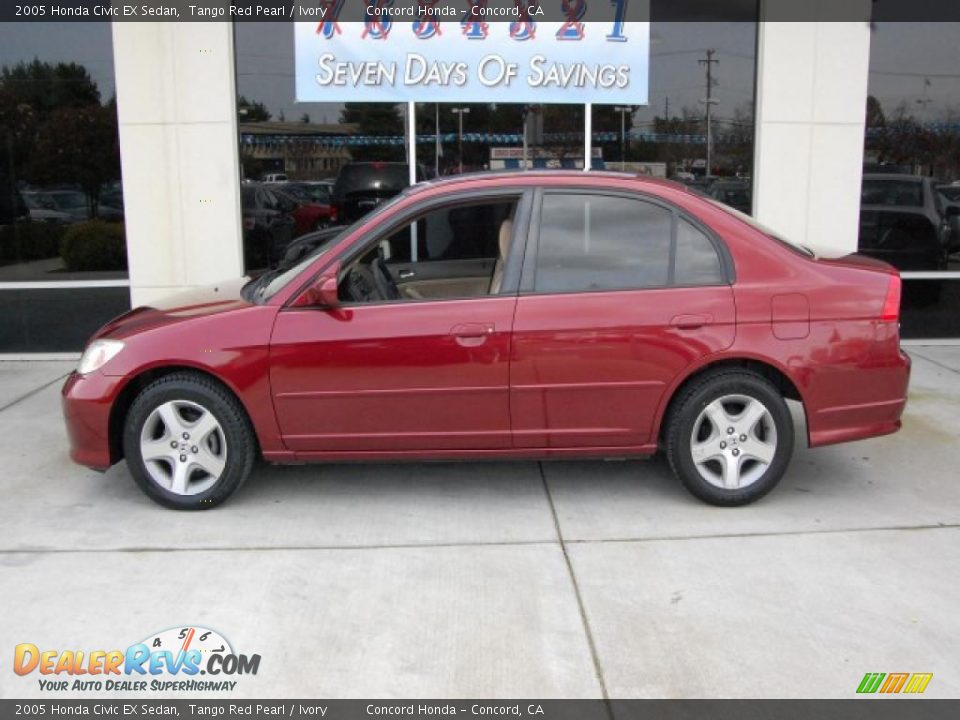 2005 Honda Civic EX Sedan Tango Red Pearl / Ivory Photo #6