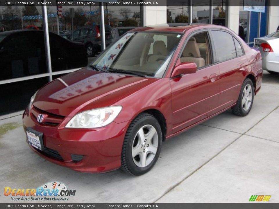 2005 Honda Civic EX Sedan Tango Red Pearl / Ivory Photo #7