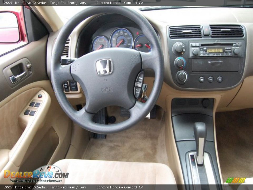 2005 Honda Civic EX Sedan Tango Red Pearl / Ivory Photo #12