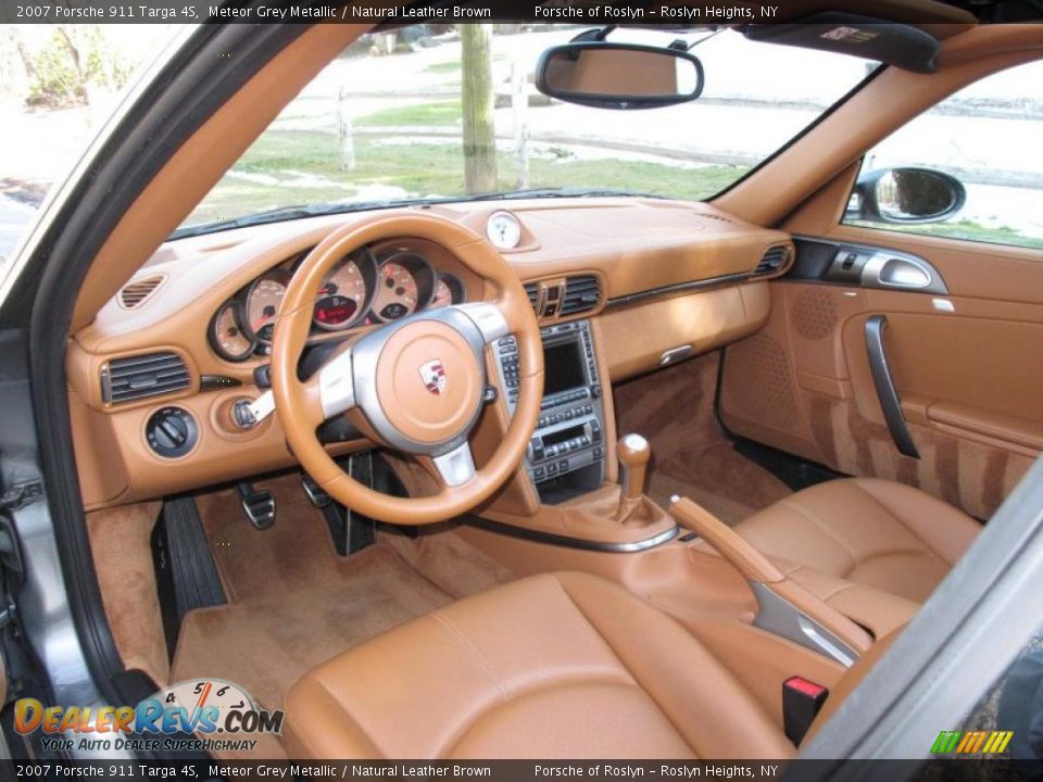 2007 Porsche 911 Targa 4S Meteor Grey Metallic / Natural Leather Brown Photo #14