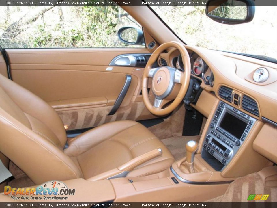 2007 Porsche 911 Targa 4S Meteor Grey Metallic / Natural Leather Brown Photo #17