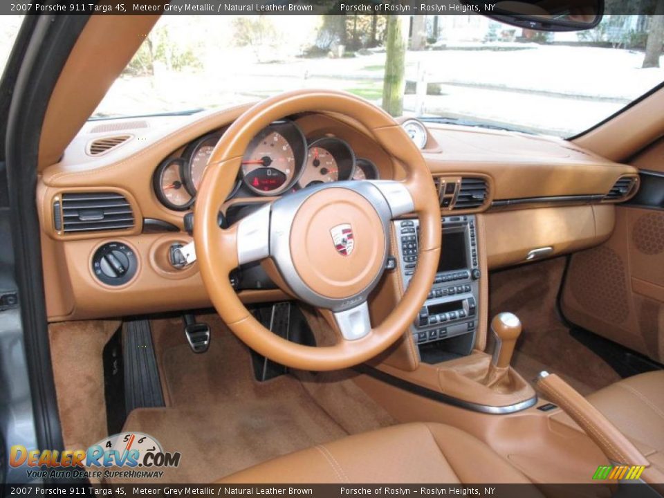 2007 Porsche 911 Targa 4S Meteor Grey Metallic / Natural Leather Brown Photo #21