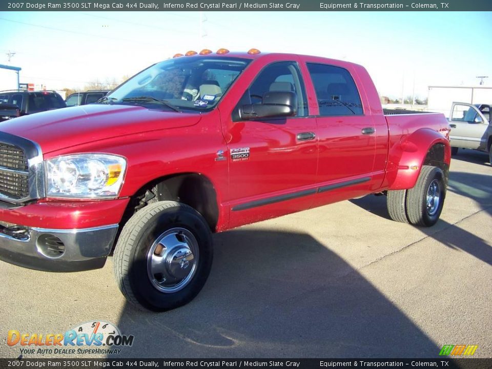 2007 Dodge Ram 3500 SLT Mega Cab 4x4 Dually Inferno Red Crystal Pearl / Medium Slate Gray Photo #1