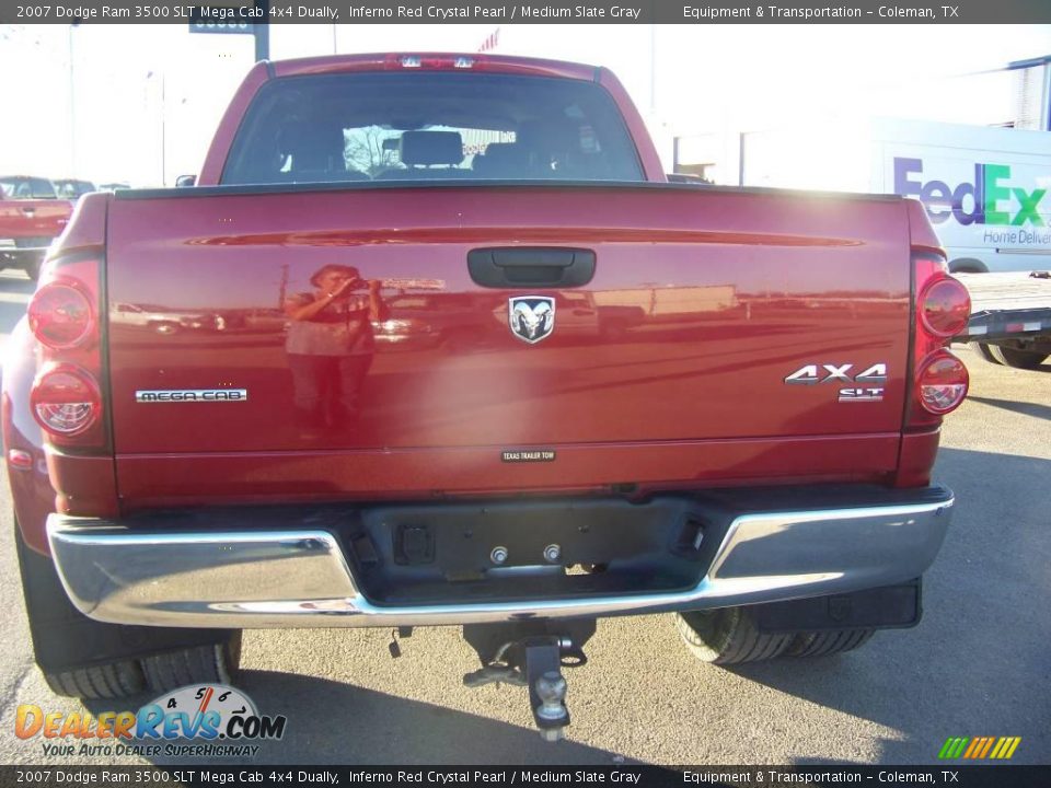 2007 Dodge Ram 3500 SLT Mega Cab 4x4 Dually Inferno Red Crystal Pearl / Medium Slate Gray Photo #4