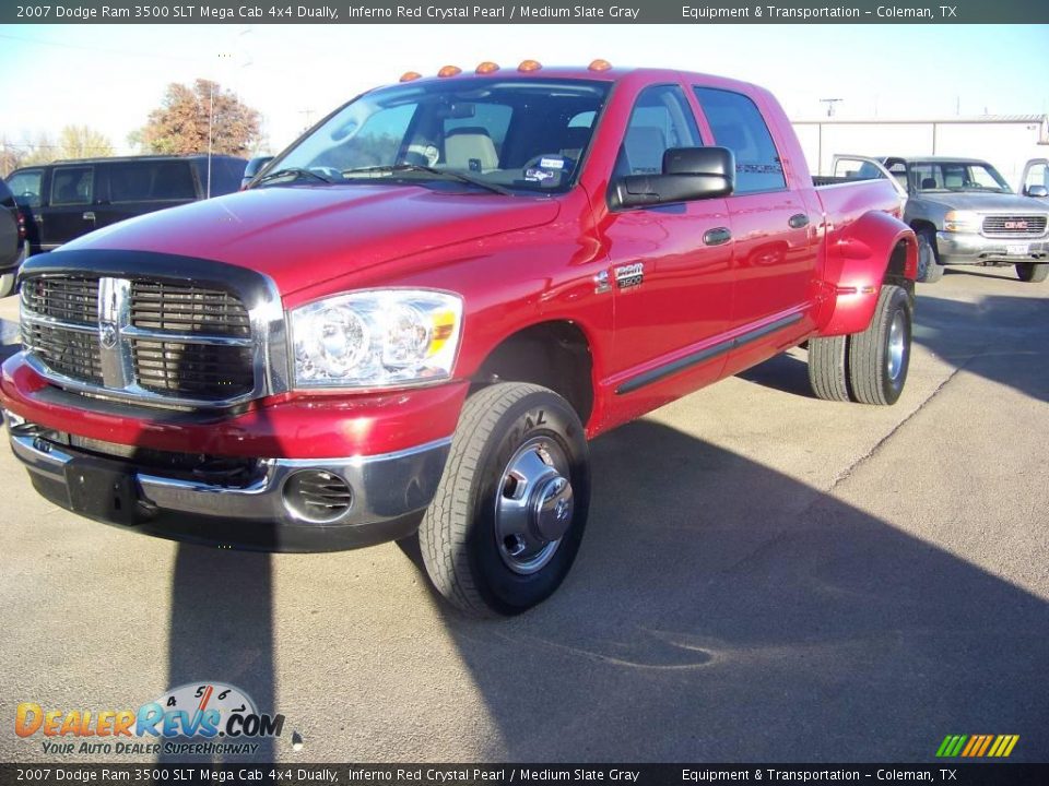2007 Dodge Ram 3500 SLT Mega Cab 4x4 Dually Inferno Red Crystal Pearl / Medium Slate Gray Photo #11