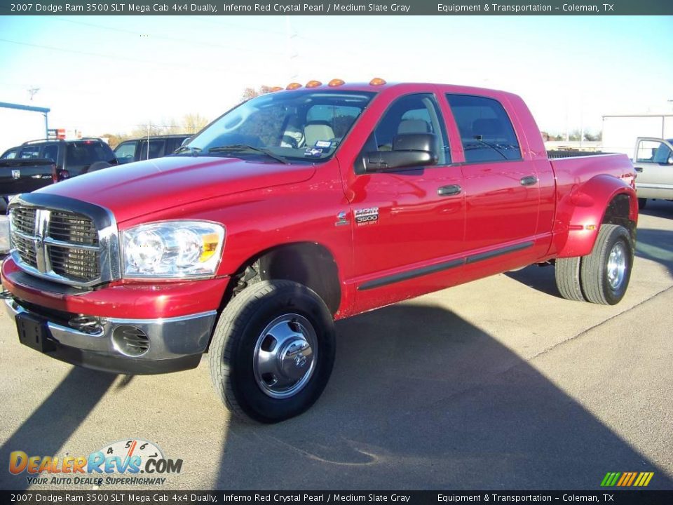 2007 Dodge Ram 3500 SLT Mega Cab 4x4 Dually Inferno Red Crystal Pearl / Medium Slate Gray Photo #12