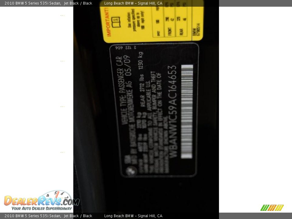 2010 BMW 5 Series 535i Sedan Jet Black / Black Photo #15