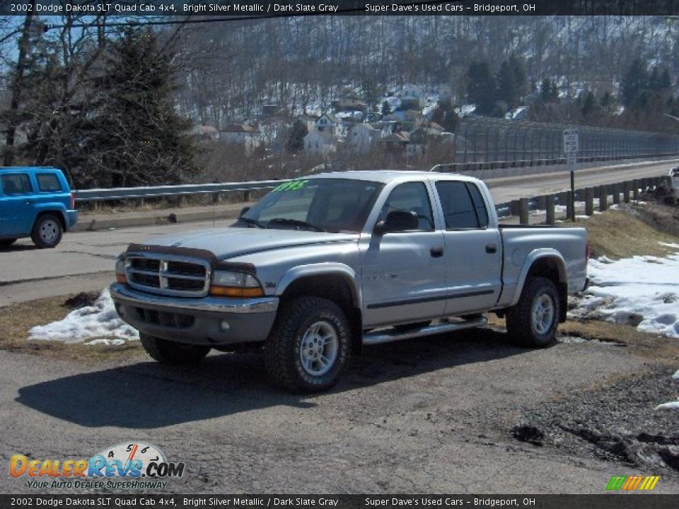 2002 Dodge Dakota SLT Quad Cab 4x4 Bright Silver Metallic / Dark Slate Gray Photo #1