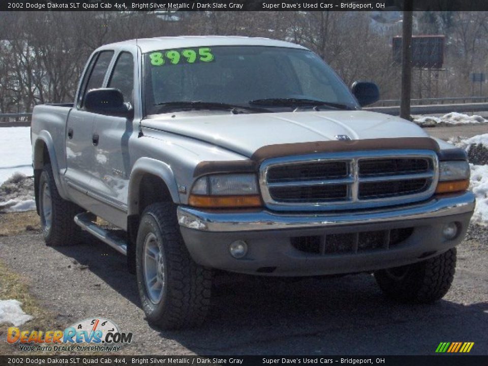 2002 Dodge Dakota SLT Quad Cab 4x4 Bright Silver Metallic / Dark Slate Gray Photo #3