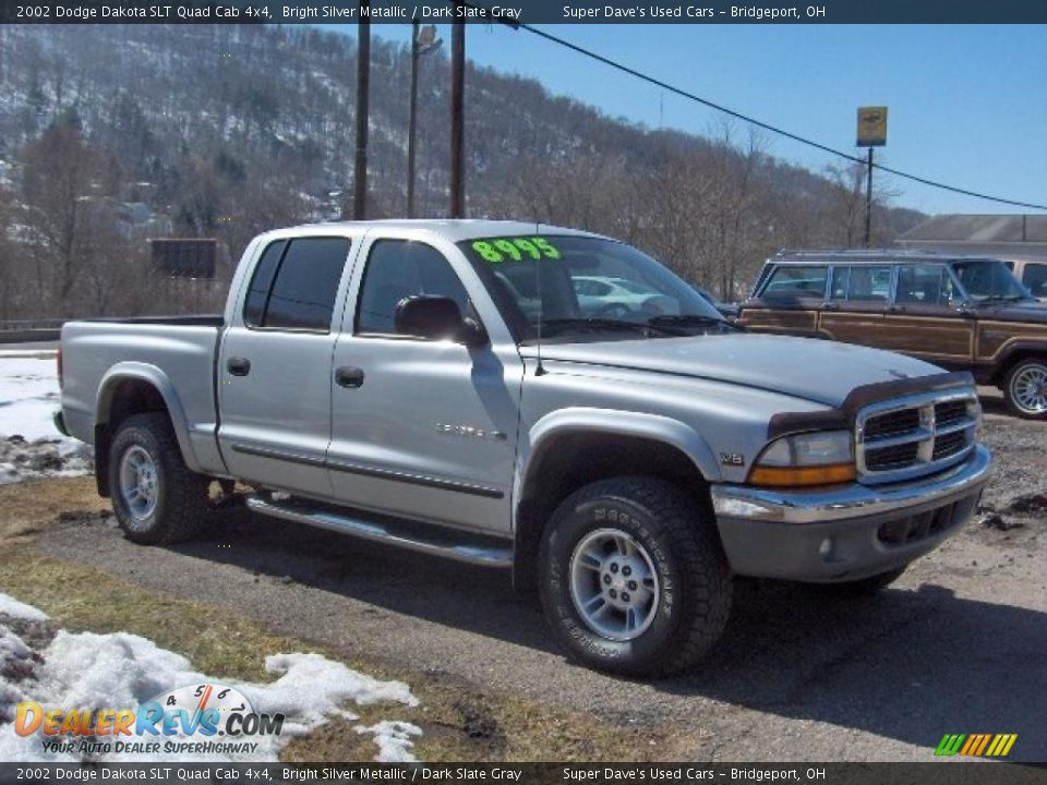 2002 Dodge Dakota SLT Quad Cab 4x4 Bright Silver Metallic / Dark Slate Gray Photo #4