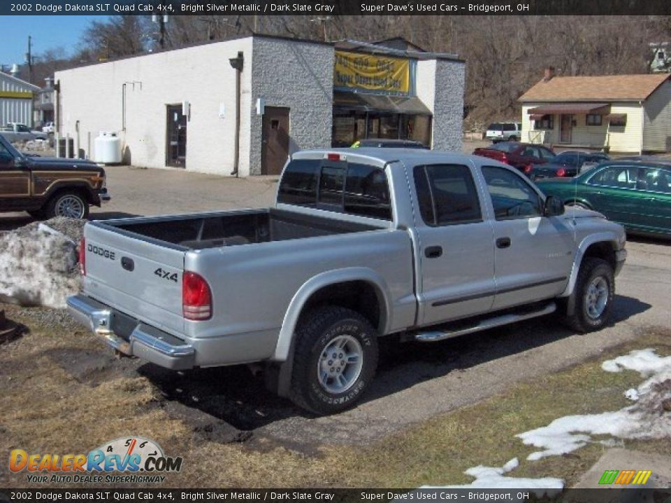 2002 Dodge Dakota SLT Quad Cab 4x4 Bright Silver Metallic / Dark Slate Gray Photo #5