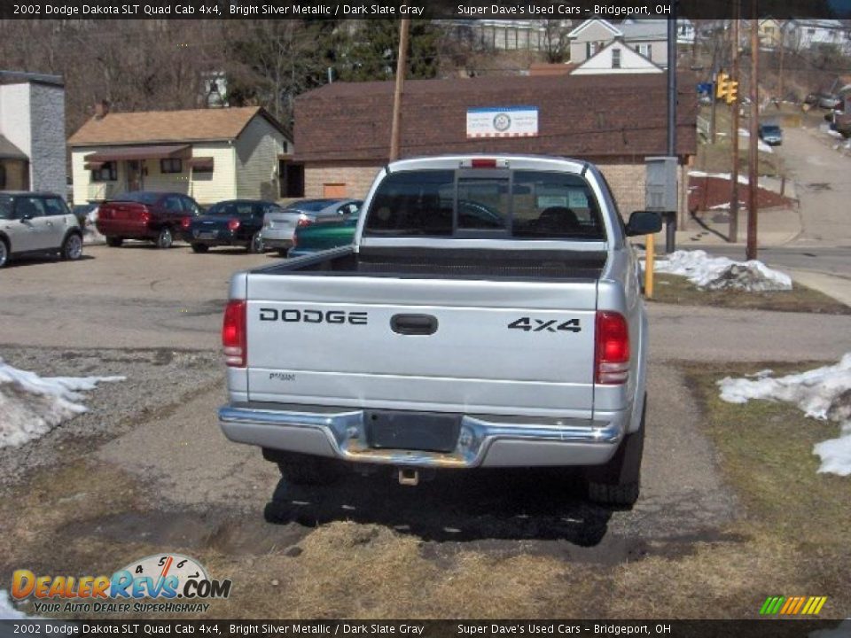 2002 Dodge Dakota SLT Quad Cab 4x4 Bright Silver Metallic / Dark Slate Gray Photo #6