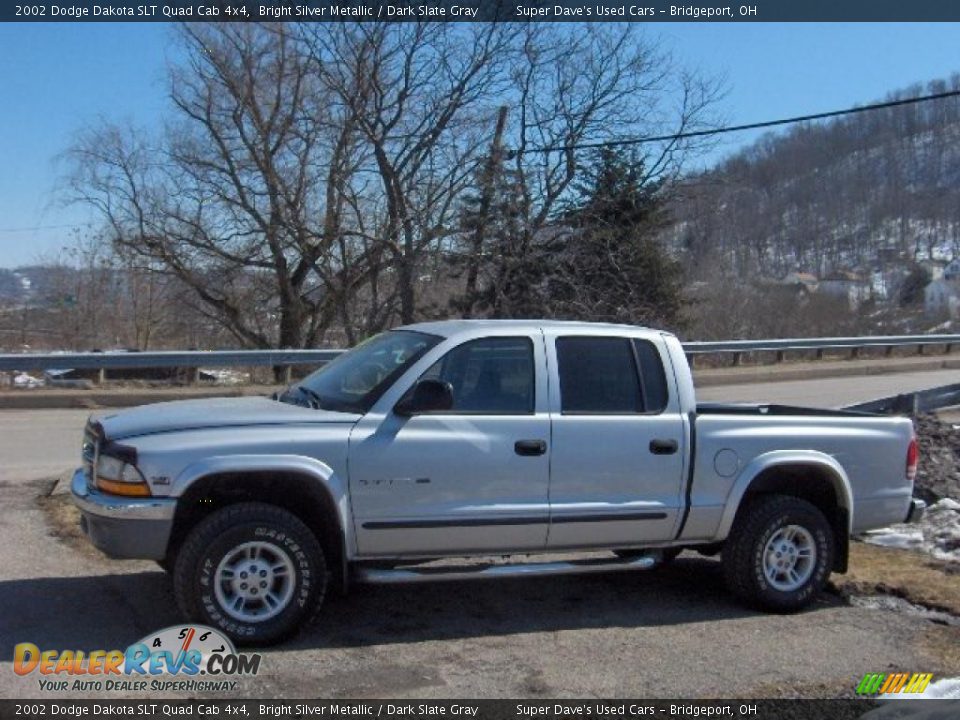 2002 Dodge Dakota SLT Quad Cab 4x4 Bright Silver Metallic / Dark Slate Gray Photo #8