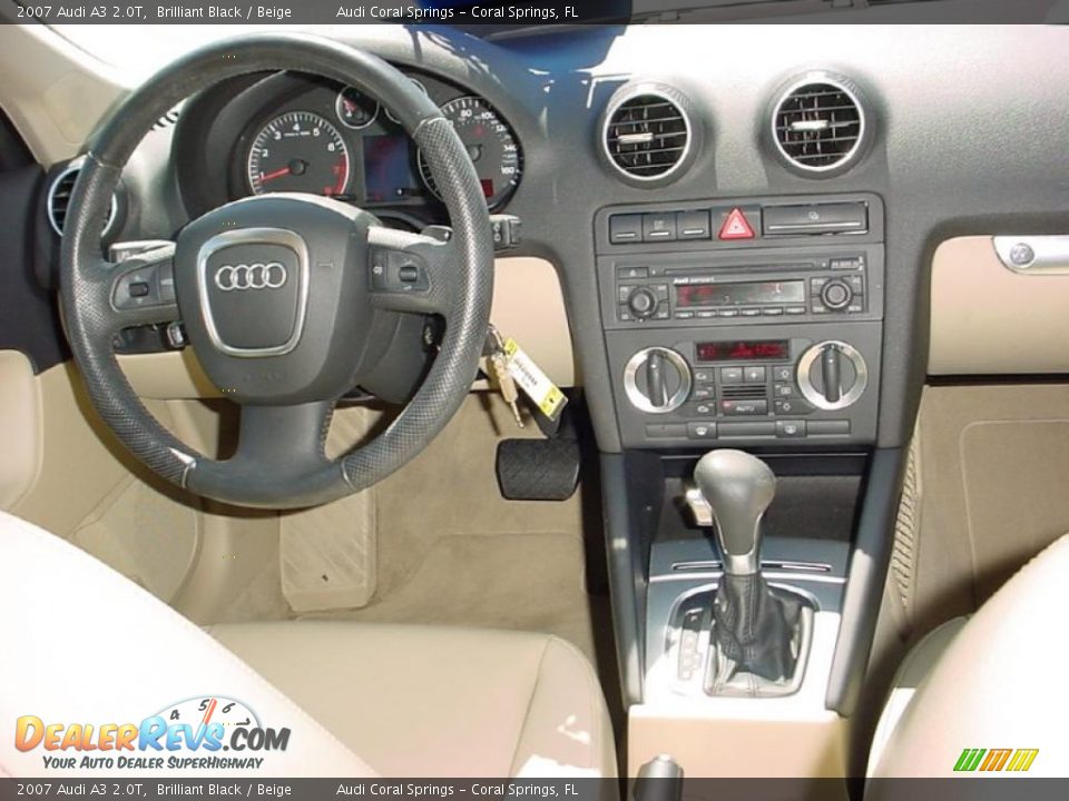 2007 Audi A3 2.0T Brilliant Black / Beige Photo #15