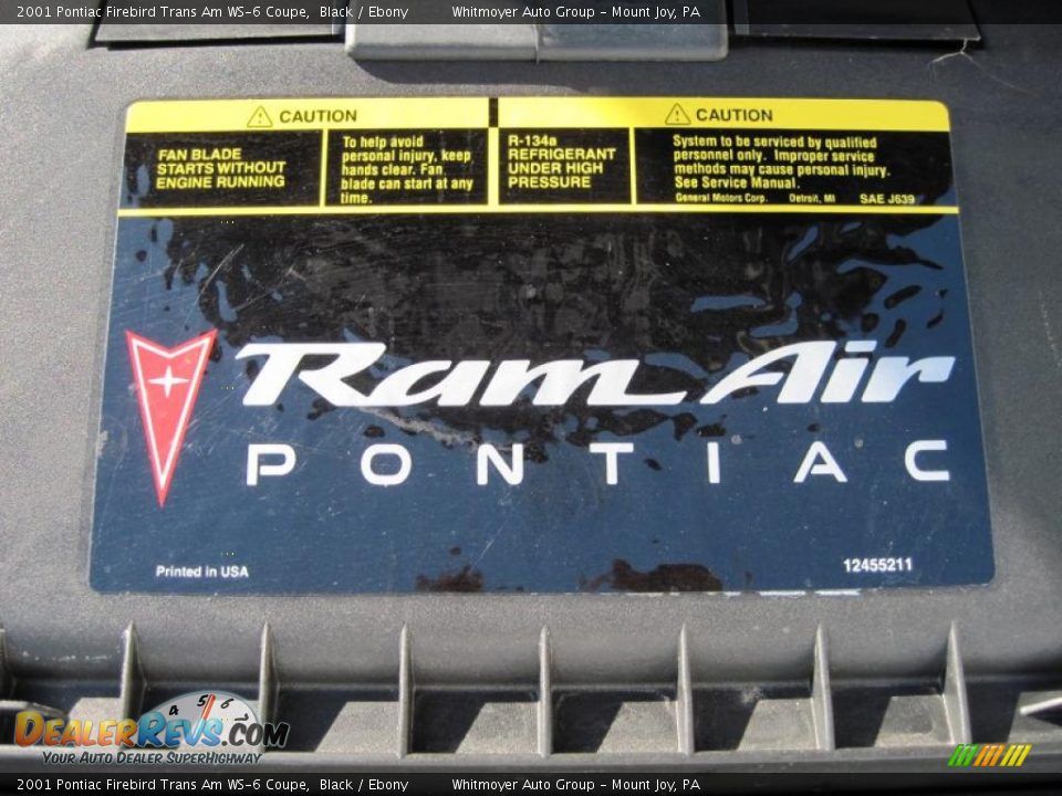 2001 Pontiac Firebird Trans Am WS-6 Coupe Black / Ebony Photo #16