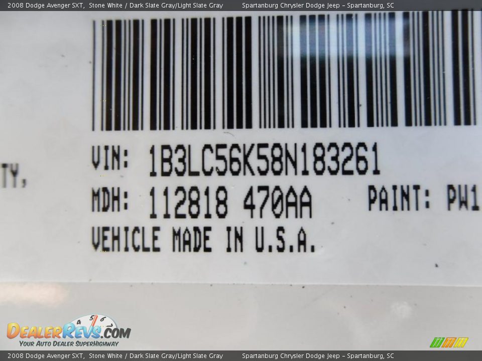 2008 Dodge Avenger SXT Stone White / Dark Slate Gray/Light Slate Gray Photo #9