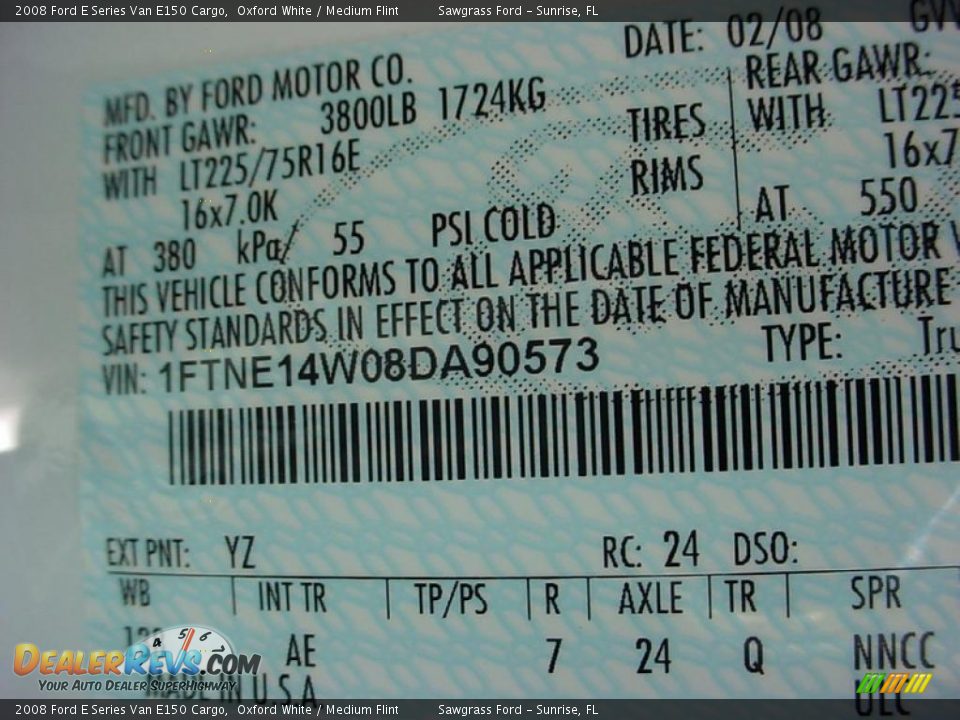 2008 Ford E Series Van E150 Cargo Oxford White / Medium Flint Photo #17