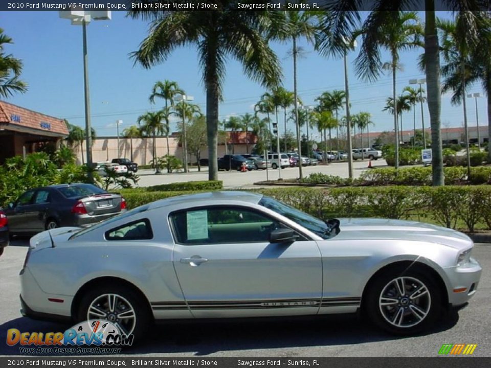 2010 Ford Mustang V6 Premium Coupe Brilliant Silver Metallic / Stone Photo #2
