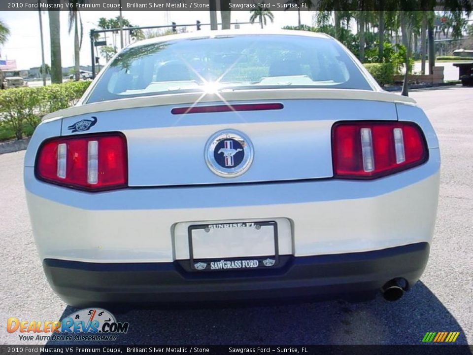 2010 Ford Mustang V6 Premium Coupe Brilliant Silver Metallic / Stone Photo #4