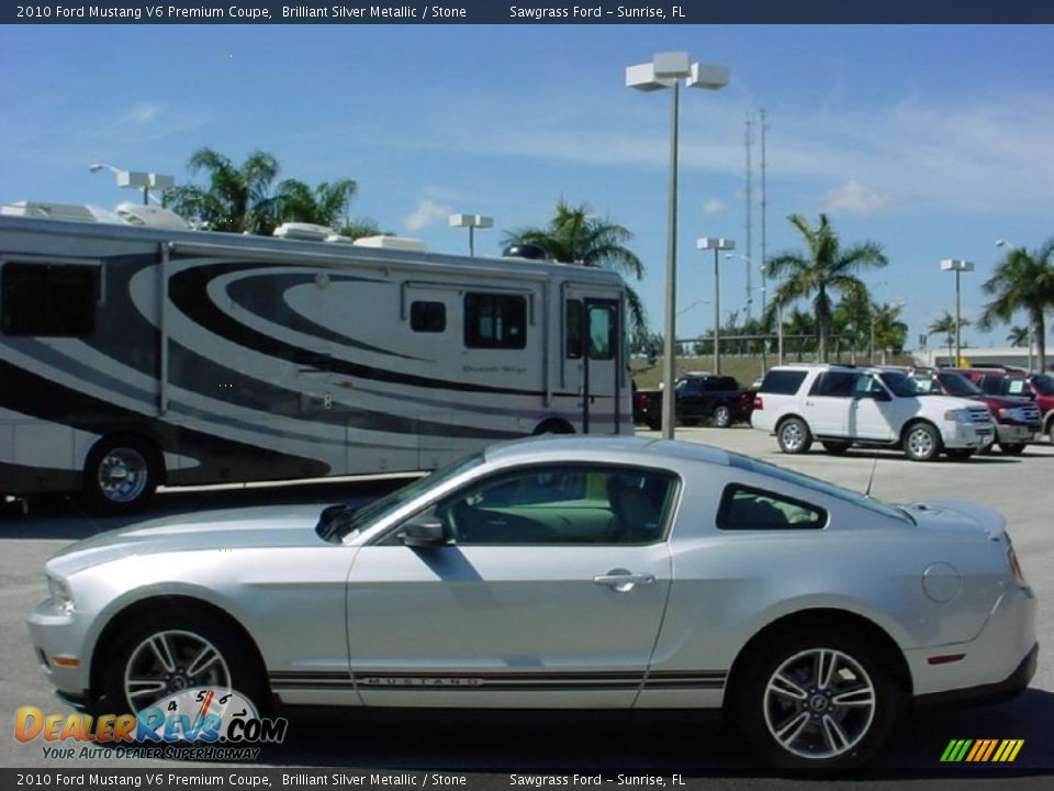 2010 Ford Mustang V6 Premium Coupe Brilliant Silver Metallic / Stone Photo #6