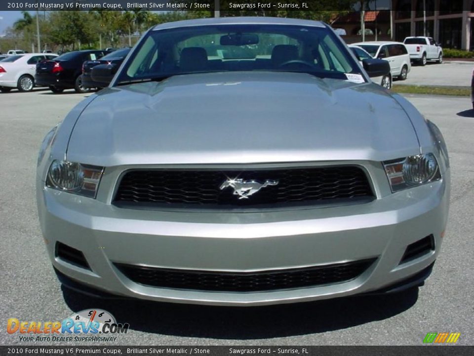 2010 Ford Mustang V6 Premium Coupe Brilliant Silver Metallic / Stone Photo #8