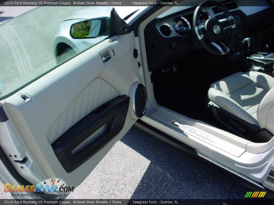 2010 Ford Mustang V6 Premium Coupe Brilliant Silver Metallic / Stone Photo #9