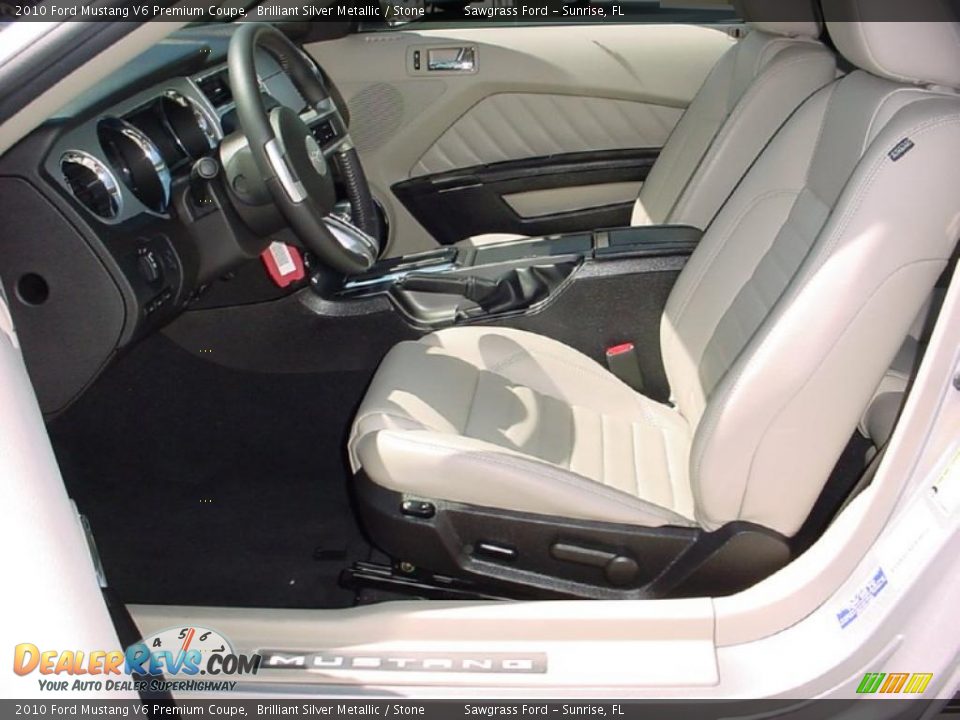 2010 Ford Mustang V6 Premium Coupe Brilliant Silver Metallic / Stone Photo #10