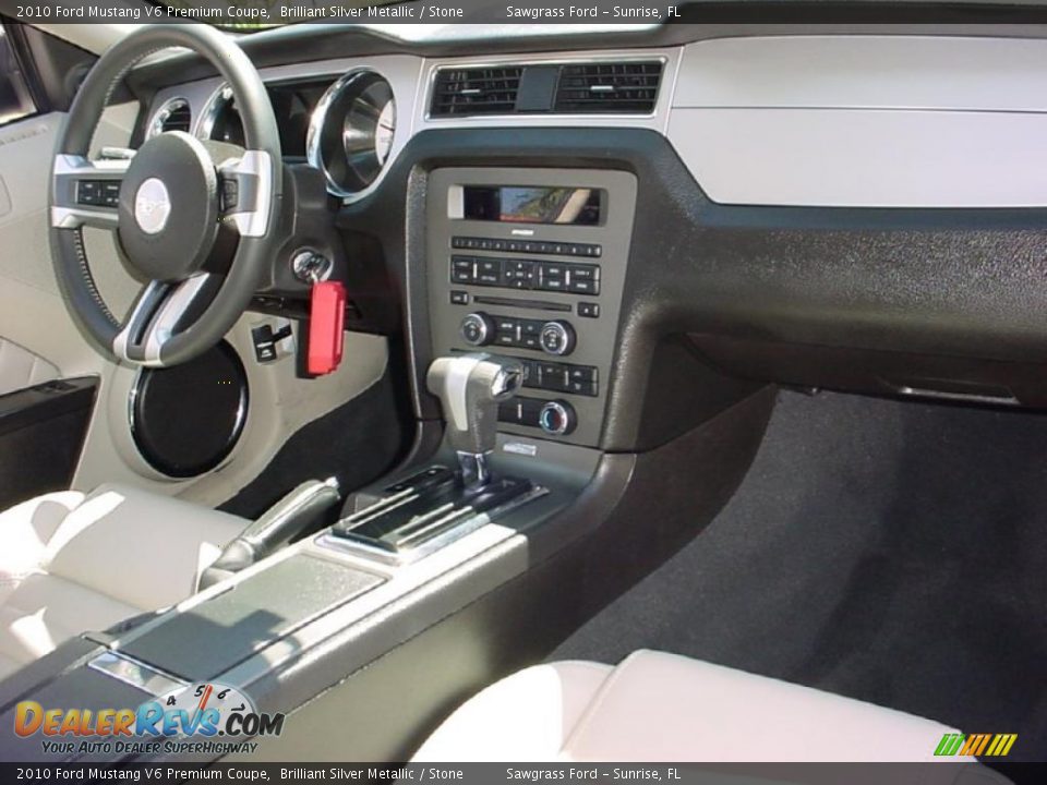 2010 Ford Mustang V6 Premium Coupe Brilliant Silver Metallic / Stone Photo #13
