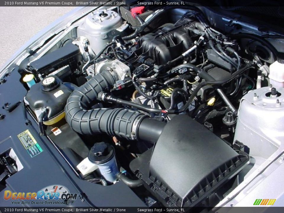 2010 Ford Mustang V6 Premium Coupe Brilliant Silver Metallic / Stone Photo #14