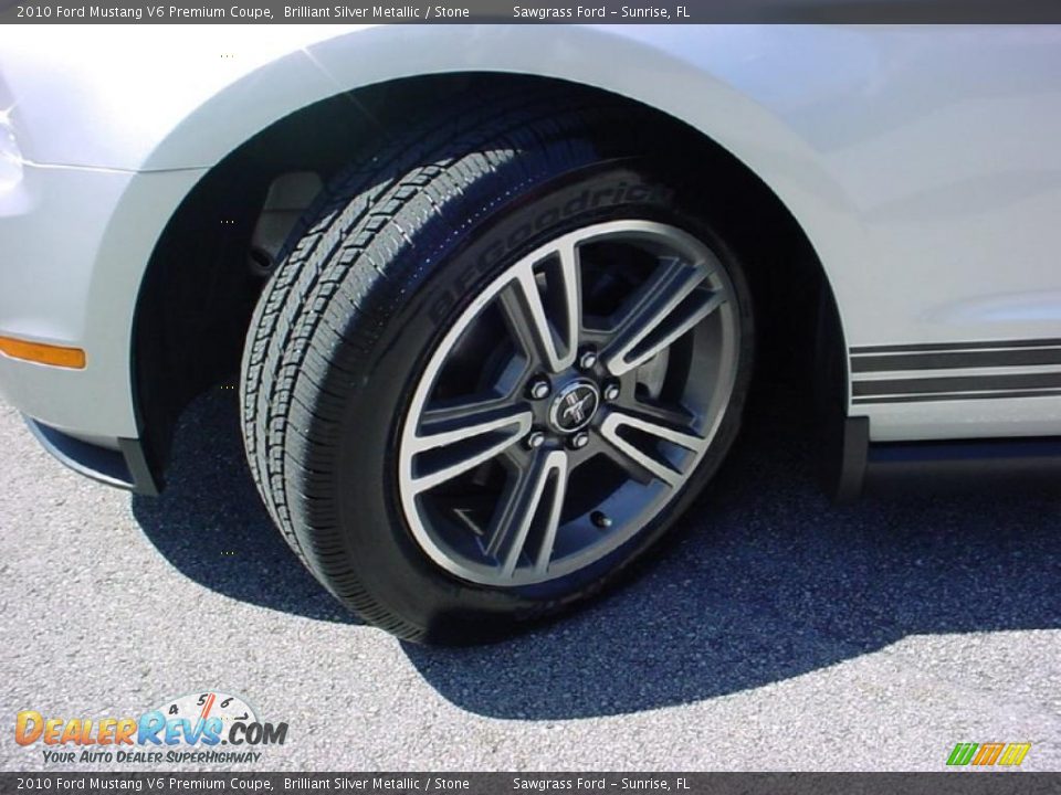 2010 Ford Mustang V6 Premium Coupe Brilliant Silver Metallic / Stone Photo #15