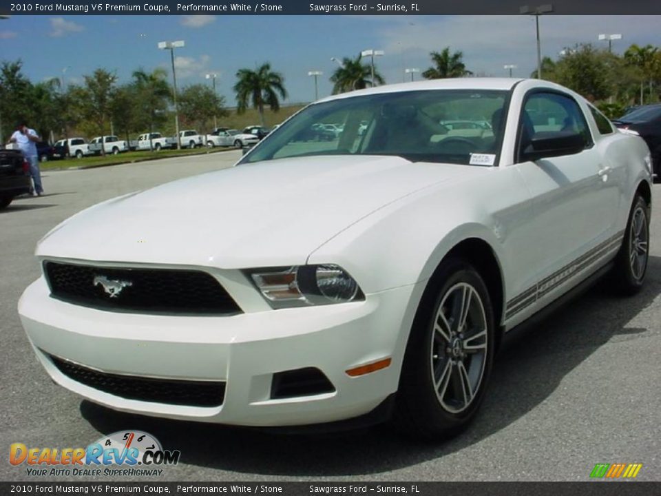 2010 Ford Mustang V6 Premium Coupe Performance White / Stone Photo #7