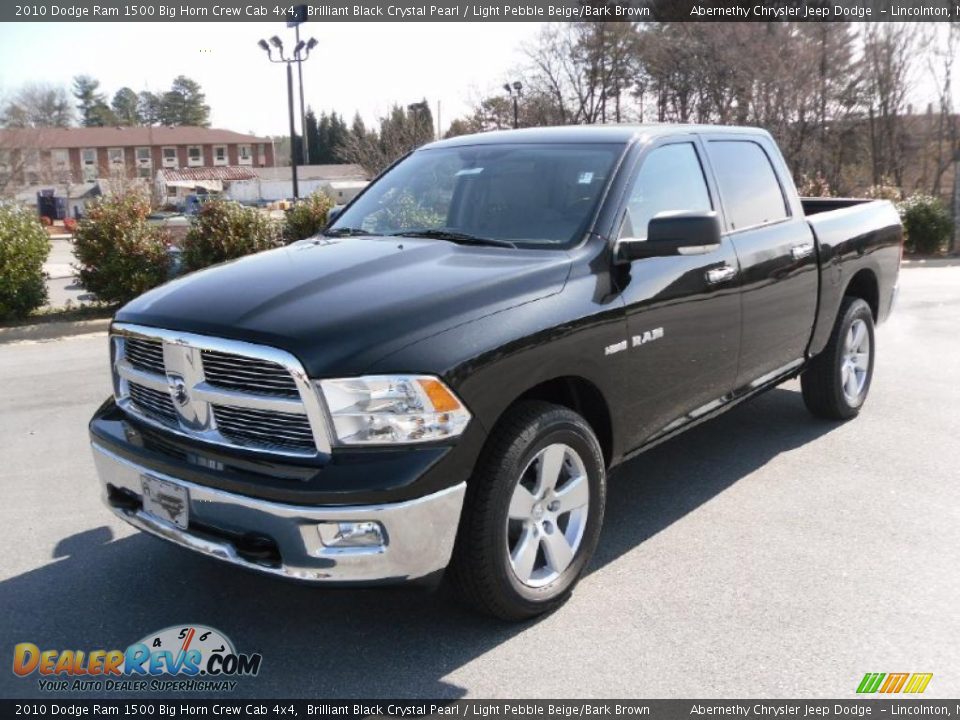 2010 Dodge Ram 1500 Big Horn Crew Cab 4x4 Brilliant Black Crystal Pearl / Light Pebble Beige/Bark Brown Photo #1
