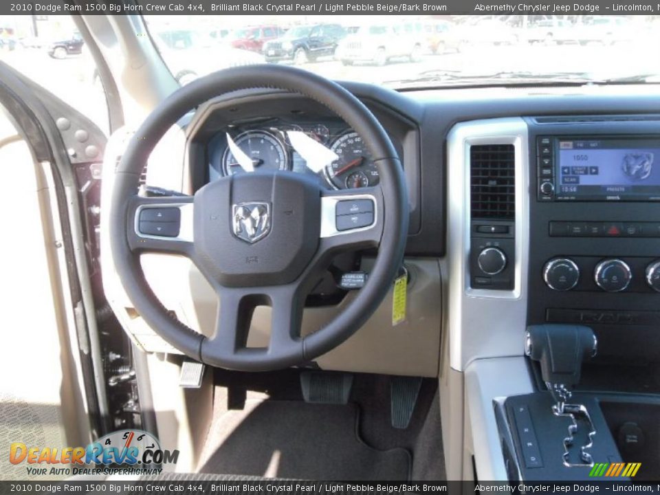 2010 Dodge Ram 1500 Big Horn Crew Cab 4x4 Brilliant Black Crystal Pearl / Light Pebble Beige/Bark Brown Photo #13